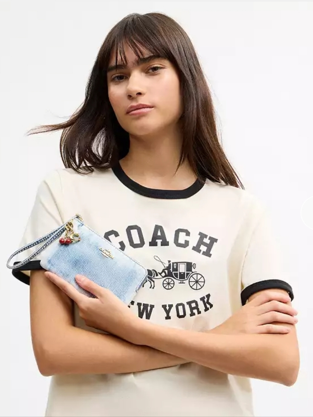 💕Coach Corner Zip Wristlet in LOVED DENIM with Charms!!💕 - Picture 2 of 6